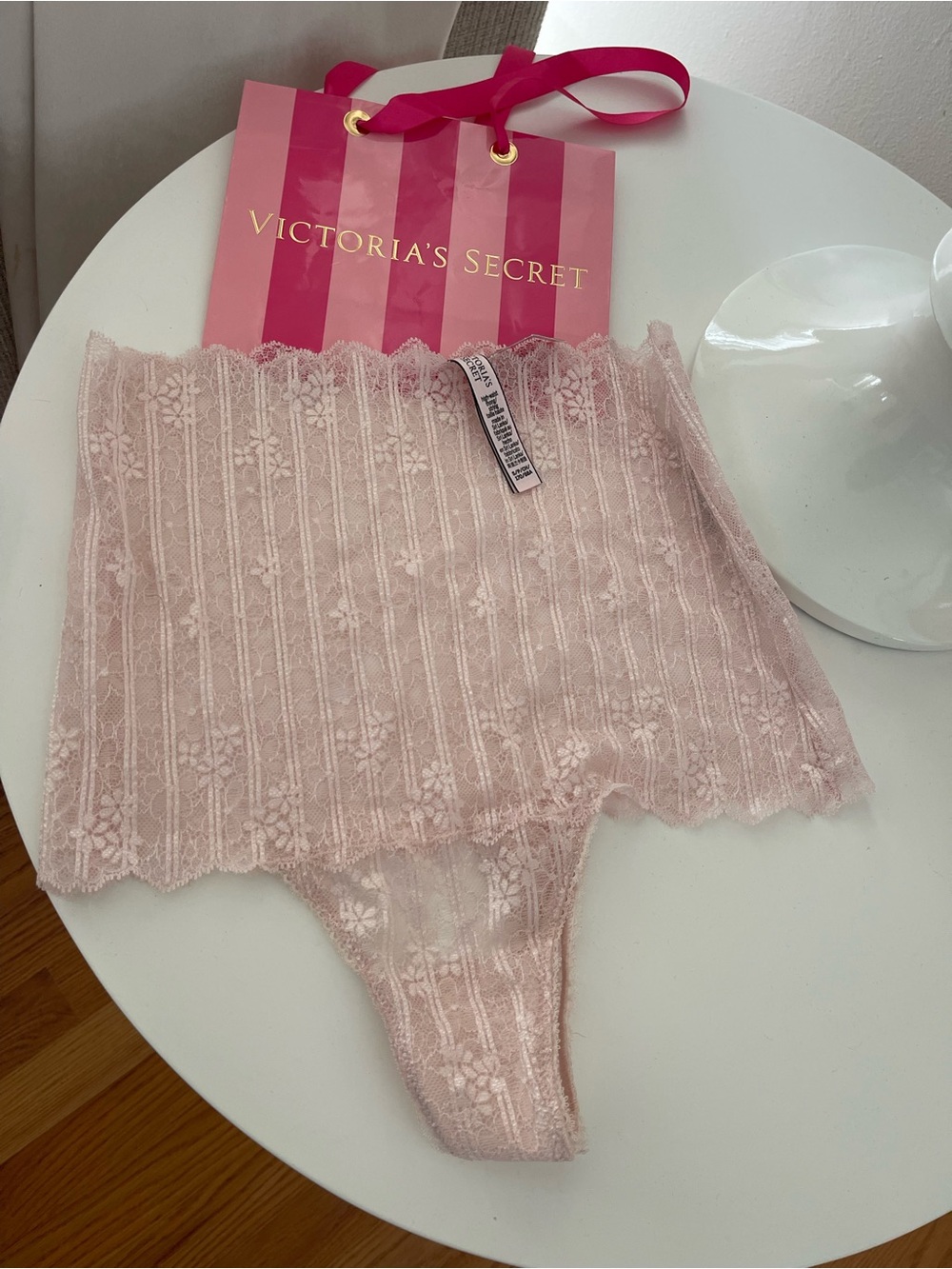 Victoria's Secret Light Pink High-Waist Lace Thong
